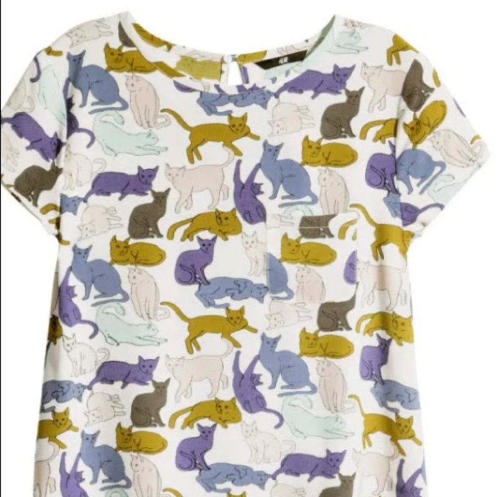 H&M Cat Print Blouse